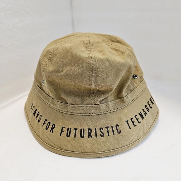 Human Made (STRM-CWBY) Rip Stop Round Bucket Men Sz M Khaki Cap/Hat - Picture 2 of 9